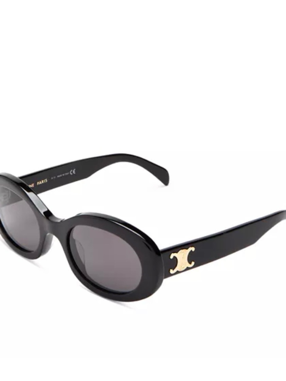 Black Oval Sunglasses with Gold Accent